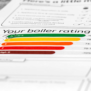 boiler rating assessment showing efficiency levels with A B C D E F G color codes indicating performance and energy savings 3 tips for improvement